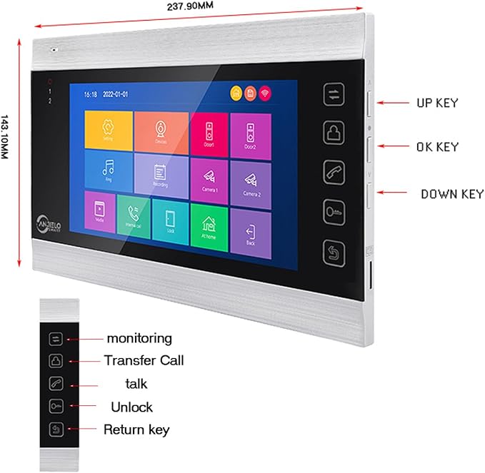WiFi Video Intercom System with 1080P 160°Wide HD Camera 7 lnch Wired Screen Monitor with Night Vision Motion Detect for Vally Apartment,Tuya (one doorbell,one Monitor)