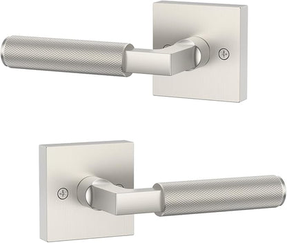 Asidrama 2 Pack Brushed Satin Nickel Dummy Door Handles, Non-Turning Decorative Door Lever with Door Knobs for Closet, French Double Doors, Pantry & Interior Push/Pull Use 09