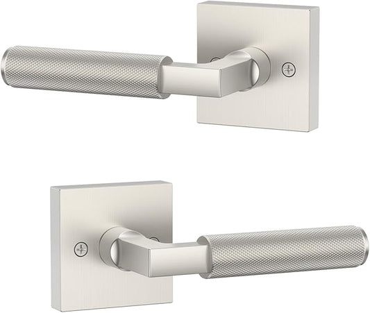 Asidrama 2 Pack Brushed Satin Nickel Dummy Door Handles, Non-Turning Decorative Door Lever with Door Knobs for Closet, French Double Doors, Pantry & Interior Push/Pull Use 09