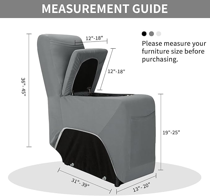 Easy-Going 100% Waterproof Recliner Console Cover, Stretch Middle Console Couch Covers for Reclining Sofas, Sectional L-Shape Furniture Protector for Kids & Pets, 1 Console Cover, Light Gray
