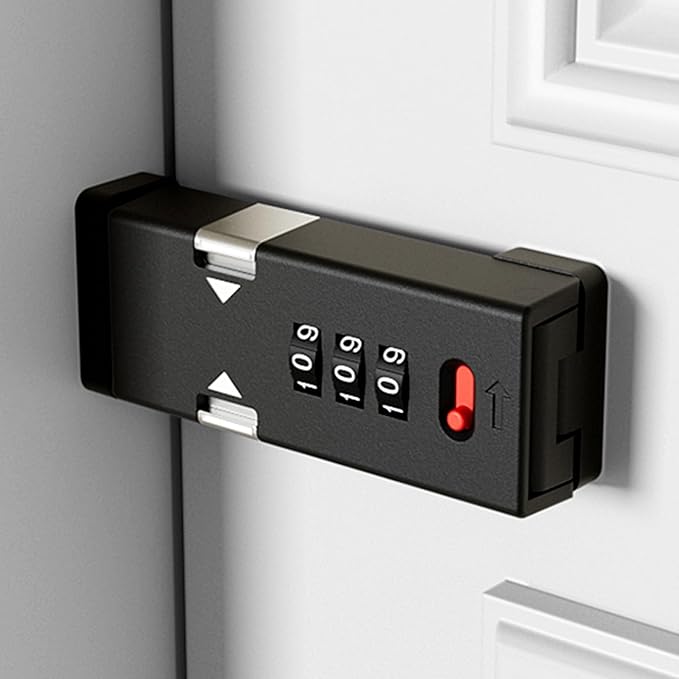 Cabinet Lock，Barn Door Latches,3-Digit Combination Security Locks,Combination Security Lock,for Office File Cabinet,Drawers,Locker,Small Door,Cupboard (1, Black_90 Degree)