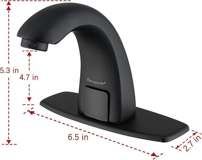 Charmingwater Touchless Bathroom Sink Faucet, Motion Automatic Sensor Faucet with Hole Cover Plate, Matte Black