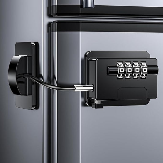 Child Proof Fridge Locks with 4 Code Password, Refrigerator Combination Latch for Kids, Toddlers and Adults, Baby Proofing Freezer Door Lock for Cabinets and Drawers, Oven, Windows (Black-1pack)