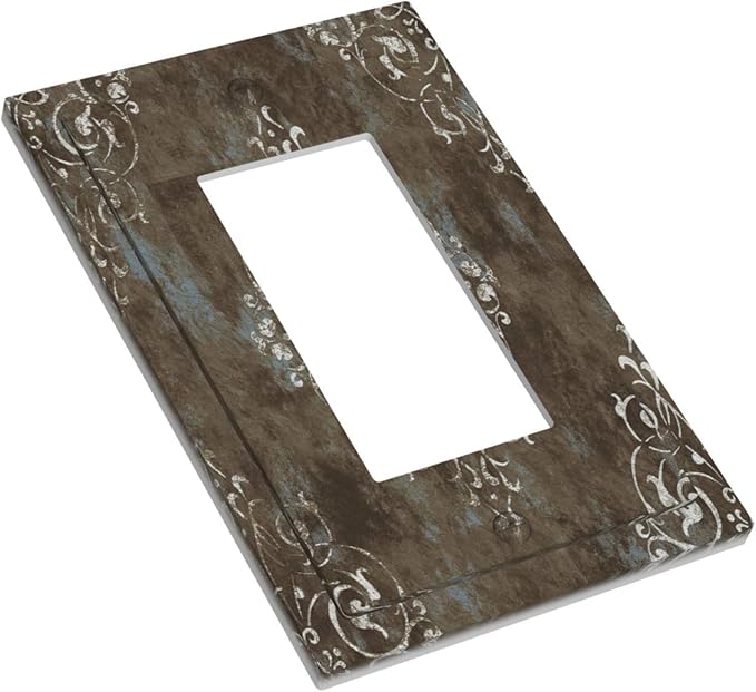 Gothic Vintage Abstract Brown Patterns 1 Gang Rocker Light Switch Covers Single Decora Outlet Wall Plate Decorative Switchplate Faceplate GFCI for Country Bathroom Bedroom Decor
