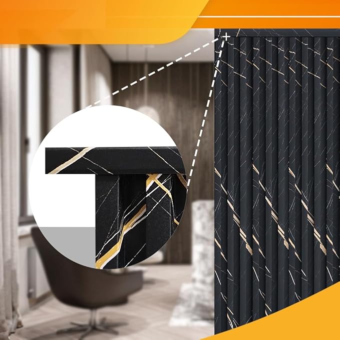 OUZUGIE 8-Pack 57 Inches, WPC Slat Wall Panel Trim,Corner Guard for High Grille (Black Marble)