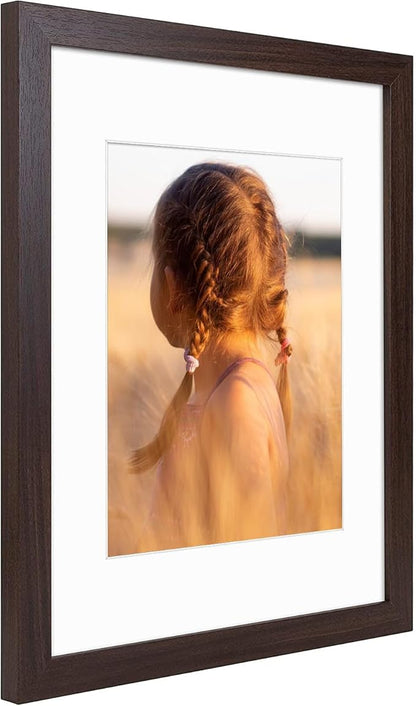 Golden State Art, 11x14 Picture Frame with Mat for 8x10 - High Definition Glass Wall Mounting Horizontal Vertical Display (Brown, 1 Pack)