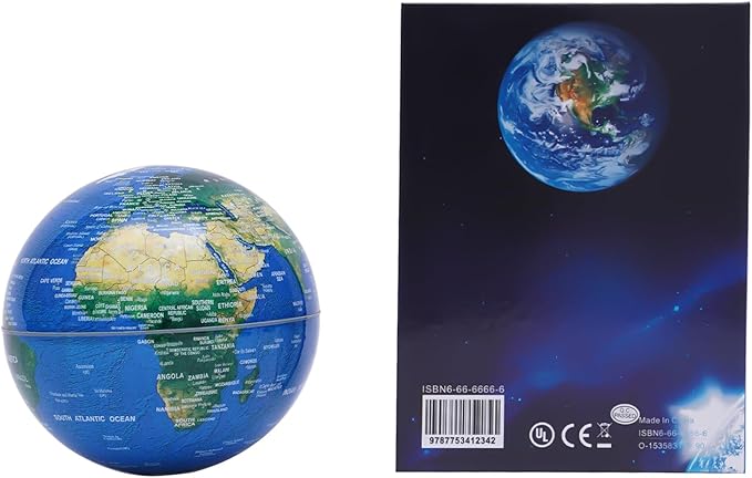 Magnetic Levitation Globe with LED Lights, 6-Inch Floating Geographic Globe, Educational World Map for Home Office Decor, Kids & Adults