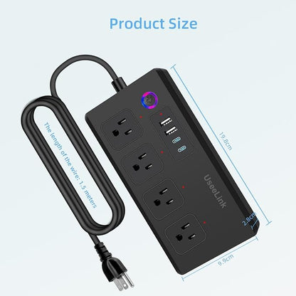UseeLink ZigBee Smart Power Strip Plug,ETL Certified,ZigBee Hub Required,Compatible with Alexa, Google Home,Compatible Echo Devices and SmartThings,Black.5 Feet Extension Cord