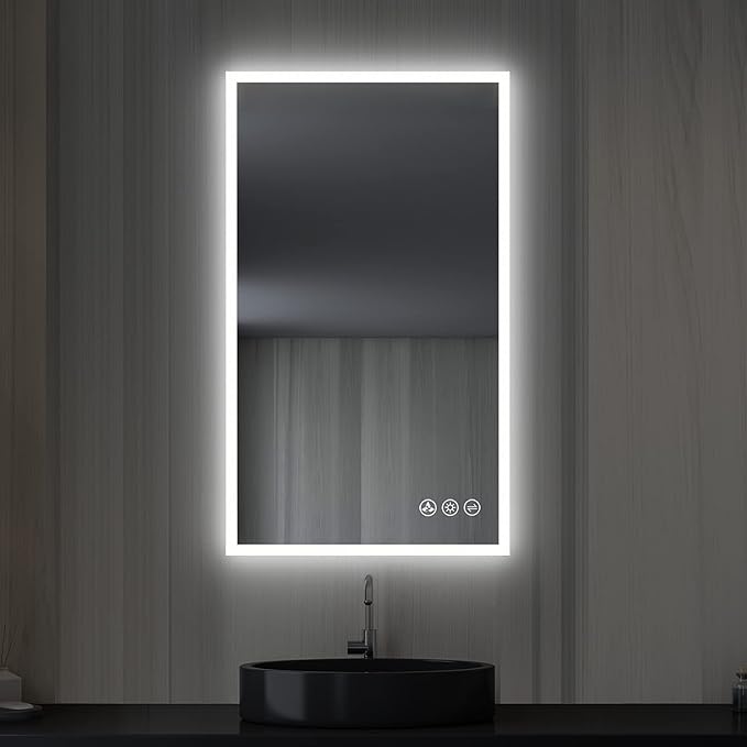 Blossom 21x36 LED Mirror for Bathroom | Backlit LED Vanity Mirror with Anti-Fog, Stepless Dimmable, 3 Color Temperature | Lighted Mirrors for Bathroom Wall | Smart Vanity Makeup Mirror with Lights