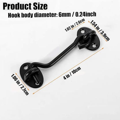 4 Pack Barn Door Latch Door Lock Hardware, Sliding Door Lock Eye Hook Latch with Screws, Rust-Resistant Metal Gate Latch, Privacy Hooks Latch for Inside Door