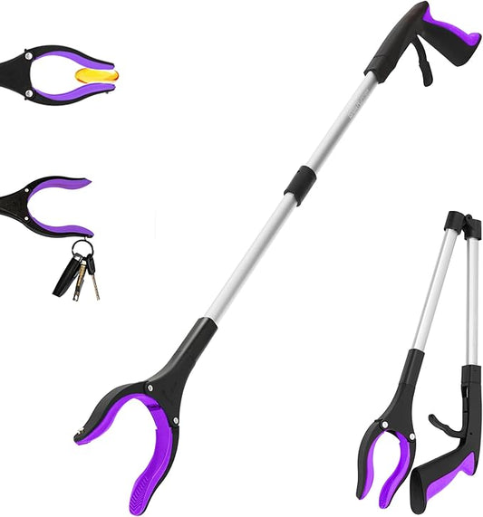 Grabber Reacher Tool - 32” Reacher Grabber Tool with Strong Magnetic and Swivel Head - FDA Registered Heavy Duty Pick Up Stick Grabbers for Seniors, Trash, Surgery Recovery Must Haves Gifts(Purple)