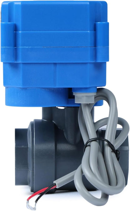 U.S. Solid 1/2 in UPVC Motorized Ball Valve - Plastic Electrical Ball Valve with Full Port, 2 Wire Auto Return, 9-36V AC/DC, Normally Closed
