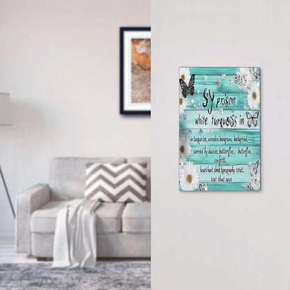 Teal Butterfly Daisy Rustic Wooden Signs Light Switch Cover Plate 1 Gang No Device Blank Electrical Wall Plates Faceplate Decorative Switch Plate For Farmhouse Cabin Decor