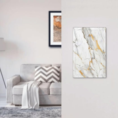 Light Switch Cover Plate Marbling Style White Background Gold Gray Stripes 1 Gang No Device Blank Electrical Wall Plates Faceplate Decorative Switch Plate For Bathroom Kitchen Decor