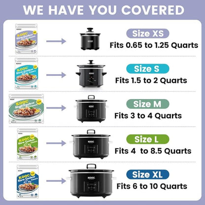 KOOC Slow Cooker Liners 8"x11" 30 Count Mini Size Disposable Pot Liners Cooking Bags Fit 0.65 qt to 1.25 qt Pot BPA Free Fresh Locking Seal Design