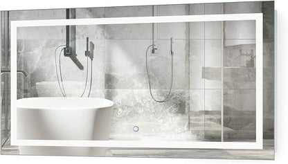 Krugg | 42 Inch X 24 Inch LED Bathroom Mirror | Lighted Vanity Mirror Includes Dimmer & Defogger | Wall Mount Vertical or Horizontal Installation