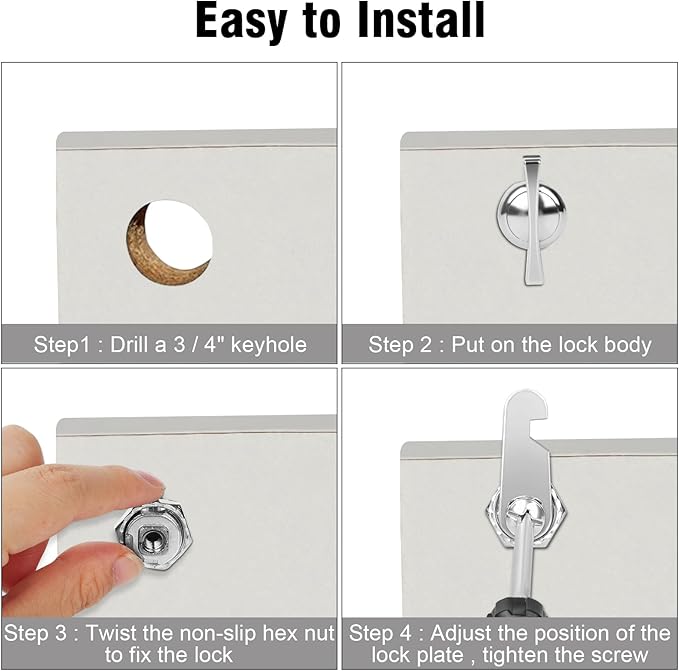 Cabinet Cam Locks 1-1/8” Thumb Operated, 5PCS RV Locks for Storage Door, Compartment Door, Keyless Non-Locking Replacements Locks Fits on Camper, Vehicles, Files Drawers (1-1/8 Inch 5Pcs)