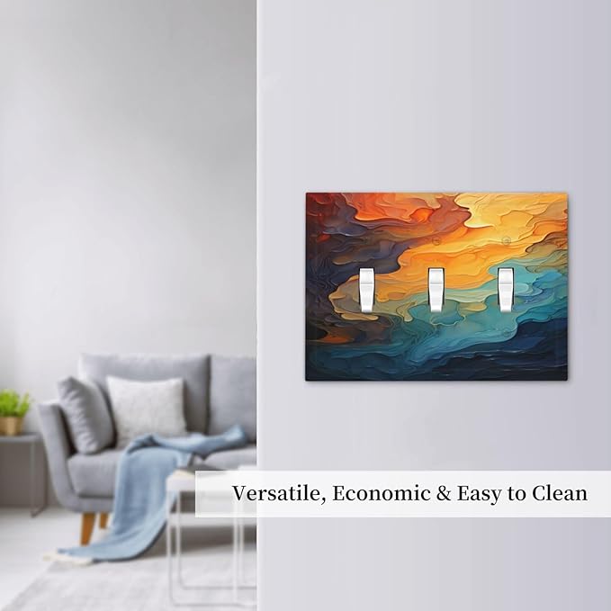 Light Switch Covers Abstract Colorful Modern Luxury Rainbow 3 Gang Wall Plates Triple Toggle Outlet Cover Decorative Switchplates Electrical Panel Cover for Kitchen Living Room 4.8 X 6.7 IN