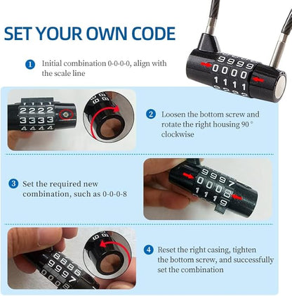 Combination Lock Cable Lock with 4 Digits Cabinet Lock with 3.5" Cable Length Twist 3.5" Length Durable Cable Ideal for lockers, Gym, Toolbox, Case Small Size Short Cable (3.5")