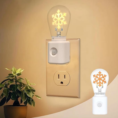 LED Night Light Plug in, Motion Sensor Night Light for Kids, Amber Nightlight, Motion Activated Night Lights for Bathroom, Hallway, Holiday Christmas Decoration, 1-Pack