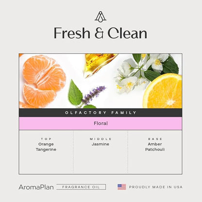 AromaPlan Scents, Clean Smelling Essential Oils, Fresh & Clean 16 Fl Oz (473ml)-Fresh Scent Essential Oil for Diffuser, USA Fragrance, Bigger Bottle, Bolder Aroma & Longer Lasting