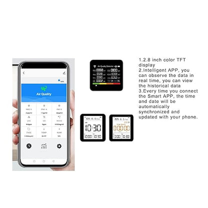 14 in 1 Smart Air Quality Monitor, PM2.5 Air Quality Tester with APP Connection for Home Office Travel