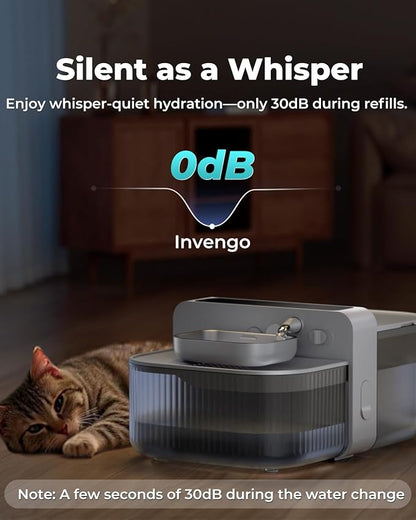 No-Filter Wireless Cat Water Fountain, 3.5L Stainless Steel Pet Fountain for Cats & Dogs – Wastewater Separation, Auto Refill, Ultra-Quiet 3000mAh Battery, Indoor Smart Water Dispenser