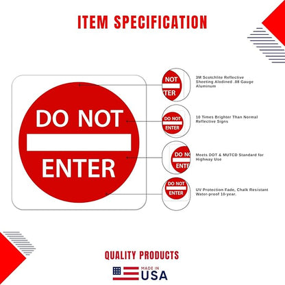 Do Not Enter Sign 24” X 24”. A Real Sign. 3M High Intensity Prismatic Reflective Sheeting With 10 Years Warranty.