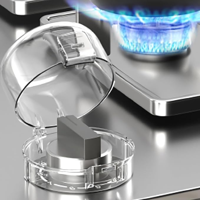Stove Knob Covers for Child Safety (6 Pack), Stove Knob Safety Covers, Childproof Oven Lock Knob Covers with Adhesive, Prevent Kids-Pets from Gas Stove Knob Locks, Heat-Resistant Upgraded-Clear