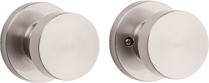 Kwikset Pismo Door Knob Set, 10 Pack with 5 Non-Locking Passage and 5 Locking Keyless Privacy Handles, with Round Rose, Featuring Microban Protection in Satin Nickel
