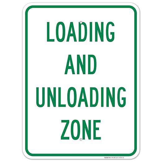 Loading and Unloading Zone Sign, 18x24 Inches, Rust Free .063 Aluminum, Fade Resistant, Made in USA