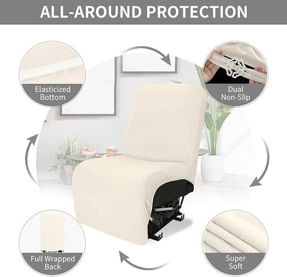 Easy-Going 100% Waterproof Recliner Cover Additional Seat Cover for Reclining Couch, Stretch Sofa Covers Washable Furniture Protector for Kids & Pets, 1 Seat, Beige