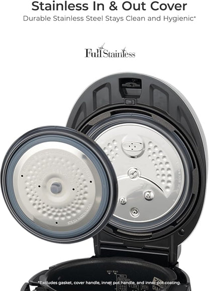 CUCKOO High Pressure Rice Cooker 10-Cup Uncooked / 20-Cup Cooked with Nonstick Inner Pot, Large Rice Maker with 13 Menu Options and Steam Plate, Fuzzy Logic Tech, Voice Guide, Black (CRP-P1009SB)