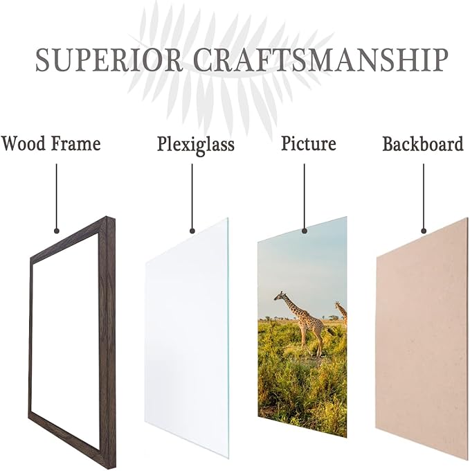 10x10 Picture Frame Set of 3, walnut Wooden Frame 10 by 10 Square Wall Gallery Poster Photo frame with Durable Shatter Resistant Plexiglass for Wall Hanging best gift