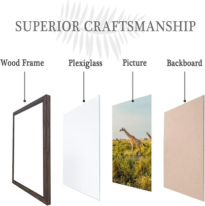 9 x 13 Picture Frame Set of 3, 13 x 9 walnut Wooden Frame Wall Gallery Poster Photo frame with Shatter Resistant Plexiglass,Horizontal and Vertical Formats for Wall Hanging, best gift