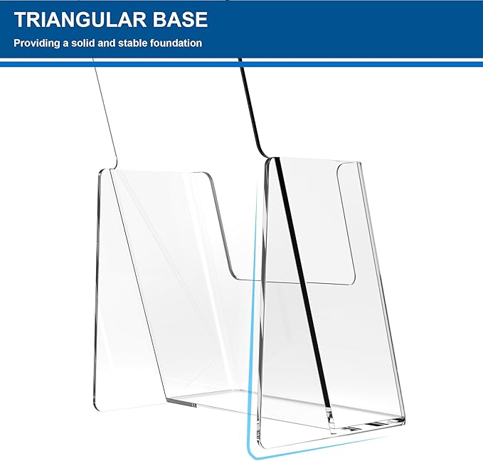 Brochure Holder 4x9 Inch Acrylic Literature Holders Clear Plastic Flyer Display Stand Countertop Use Pamphlet Holder Multi Purpose Organizer for Office, Lobby, Hotels, Trade Shows, 2 Pack