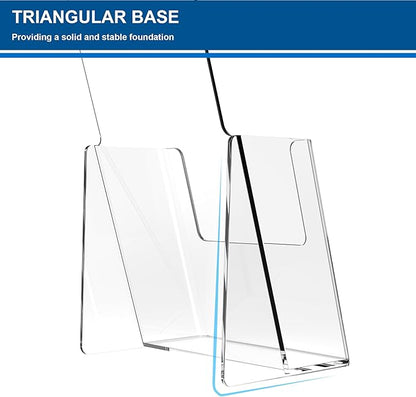 Brochure Holder 4x9 Inch Acrylic Literature Holders Clear Plastic Flyer Display Stand Countertop Use Pamphlet Holder Multi Purpose Organizer for Office, Lobby, Hotels, Trade Shows, 2 Pack