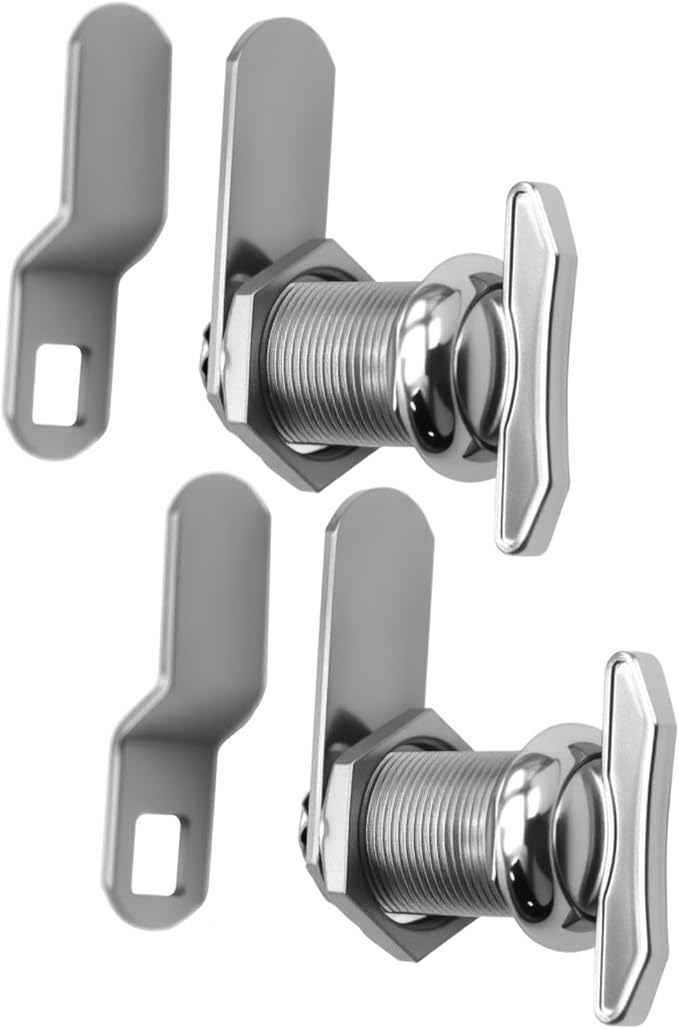 1" Thumb Operated Offset Cam Lock, RV Compartment Latch, Non-Locking Thumb Turn, for RV Compartment Camper Storage Door (2 Pack)