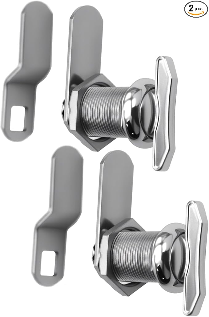 1" Thumb Operated Offset Cam Lock, RV Compartment Latch, Non-Locking Thumb Turn, for RV Compartment Camper Storage Door (2 Pack)