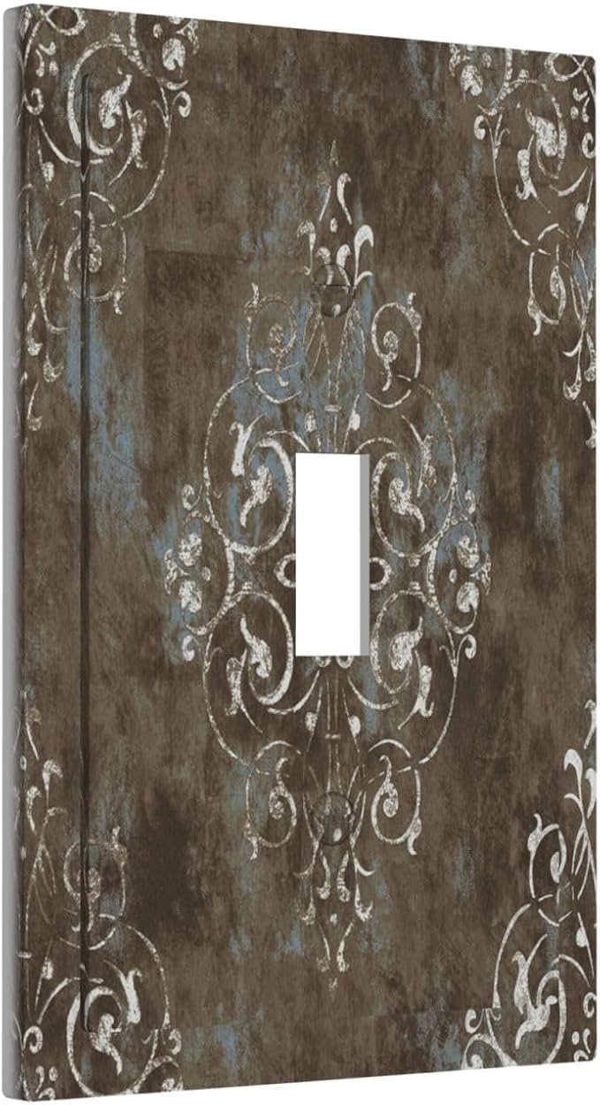 Decorative Light Switch Plate Covers Gothic Vintage Abstract Brown Patterns 1 Gang Wall Plate Single Toggle Switch Cover Plate Jumbo Electrical Switchplate Receptacle Faceplate for Bedroom