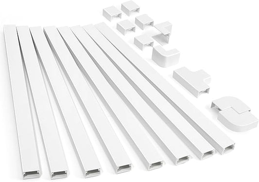 126in Cord Hider Kit, ZhiYo Cord Covers for Wall Mounted TV, Paintable Wire Cover for Cords, TV Cable Hider Wall Kit, Cable Cover Wire Management, White Cord Concealer, 8 x L15.7in W0.95in H0.55in