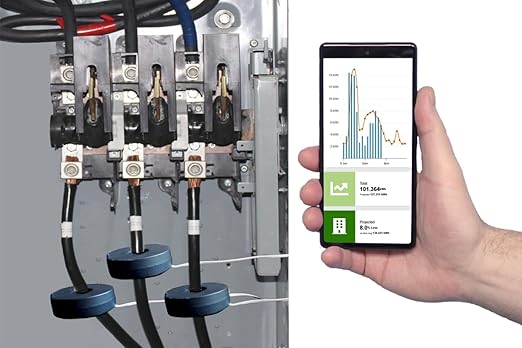 Eyedro 3-Phase Commercial & Industrial Energy Meter - Real-Time kWh/W/A/V/PF/$ Data - Solar & Net Metering - WiFi (2.4 GHz) & Ethernet - Up to 600V - 3 × 200A Sensor - Made in North America