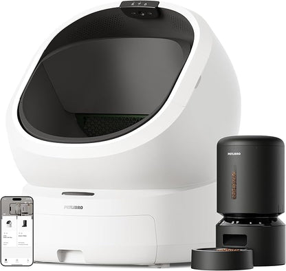 Bundle of PETLIBRO Luma Automatic Cat Litter Box AI Waste Analysis + PETLIBRO Automatic Cat Feeder, 5G WiFi Food Dispenser with Freshness Preservation, 5L Timed Feeder with Low Food Sensor