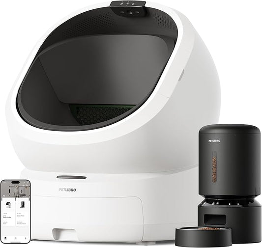 Bundle of PETLIBRO Luma Automatic Cat Litter Box AI Waste Analysis + PETLIBRO Automatic Cat Feeder, 5G WiFi Food Dispenser with Freshness Preservation, 5L Timed Feeder with Low Food Sensor