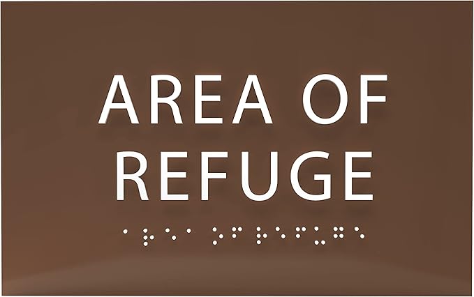 6" X4" Area of Refuge Sign - ADA Compliant Tactile Graphics Grade 2 Braille Text | Wall Mount Plastic Signs for Shopping Malls, Offices, Hotels, Schools, Apartments & Restaurants