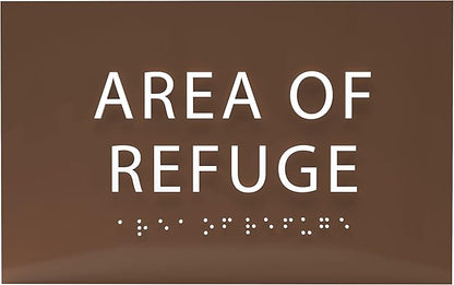6" X4" Area of Refuge Sign - ADA Compliant Tactile Graphics Grade 2 Braille Text | Wall Mount Plastic Signs for Shopping Malls, Offices, Hotels, Schools, Apartments & Restaurants