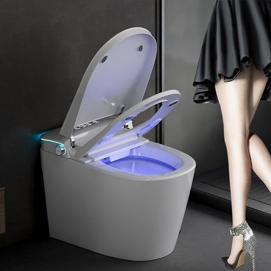 Electric Bidet Smart Toilet, Voice Control, Auto Open/Close Lid & Seat with Radar and Foot Sensor, Auto Flushing, 6 Modes Warm Water Wash, Dryer, Heated Seat, 20-year warranty. (TD-768EV)