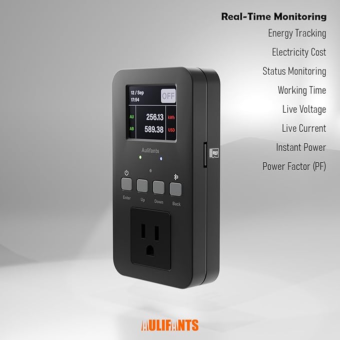 LP405 25A Heavy Duty Smart Plug Meter Sockets Industrial Energy Monitor Trip-Rate Billing, OVP/UVP/OLP Color Screen Magnetic Relay Offline Logging WiFi Tuya/Smart Life for AC/Heaters