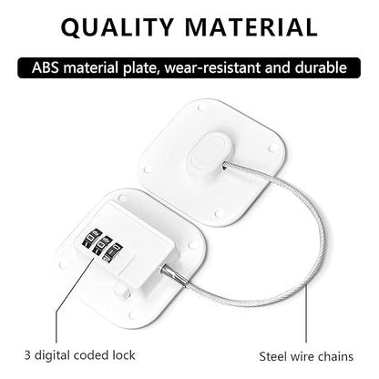 A Pack Refrigerator Lock - Heavy Duty Combination Fridge Lock, Child/Baby Proofing Lock for Cabinets, Closets, Drawers, Window and More, Easy Install and Use (White)