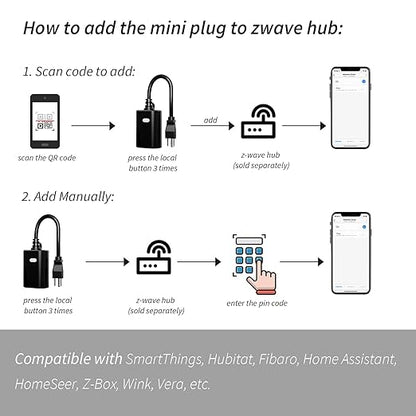 Minoston Z-Wave Plug 800 Outdoor Dimmer Zwave Dimmable Smart Plugs Outlet Switch, Z-Wave Hub Required, IP65 Weatherproof, Built-in Repeater, Work with SmartThings, Wink, Hubitat, Black (MP22ZD)